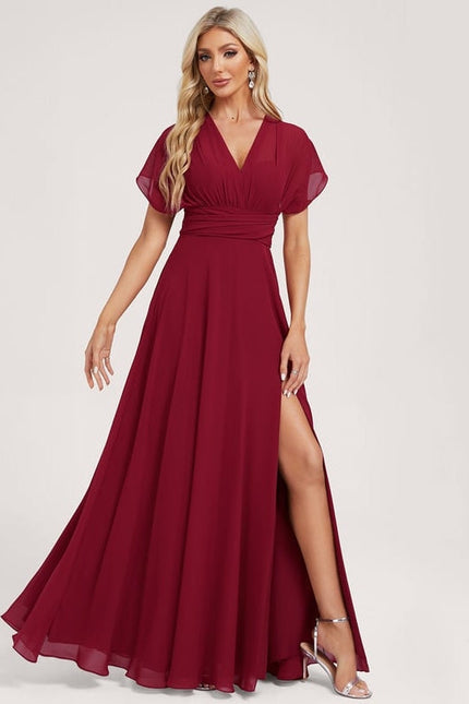 Robe de Soirée Bordeaux Fluide - gallery 7