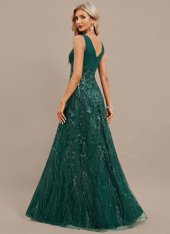 Robe de Soirée Vaporeuse Marine - gallery 6