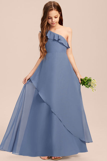 Robe de Soirée Bleu Chiffon Élégant - gallery 5