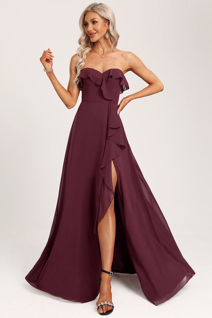 Robe de Soirée Élégance Vin Rouge - gallery 5
