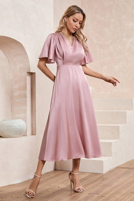 Robe de Soirée Rose Flottante