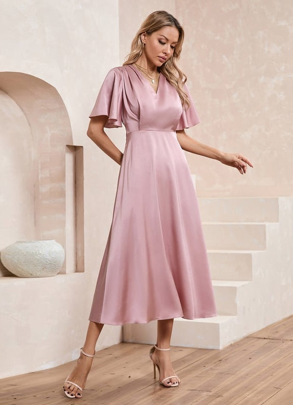 Robe de Soirée Rose Flottante