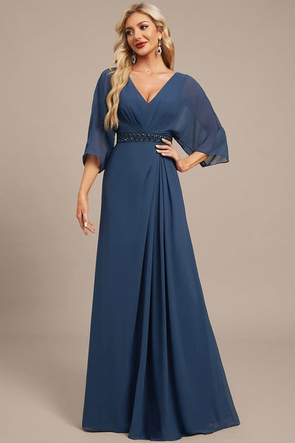 Robe de Soirée Chiffon Marine - gallery 6