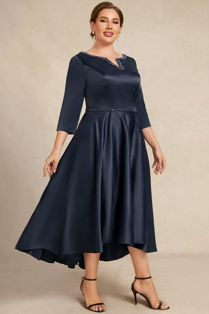 Robe de Soirée Nuit Marine Satinée - gallery 5