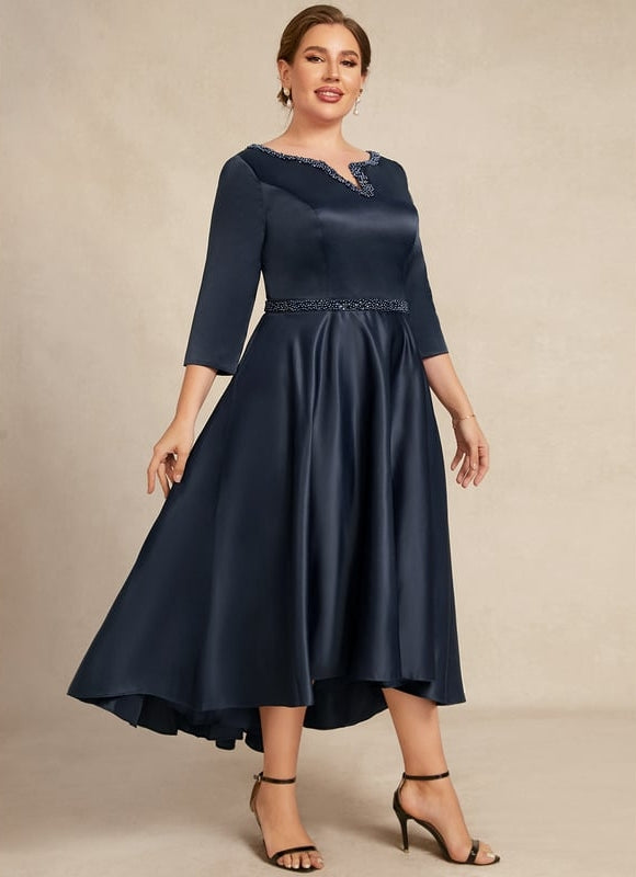 Robe de Soirée Nuit Marine Satinée - gallery 5