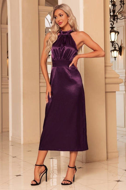 Robe de Soirée Satin Violet Luxe - gallery 4