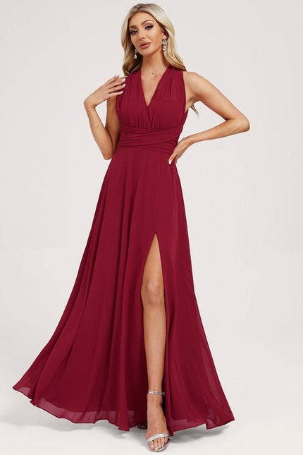 Robe de Soirée Bordeaux Fluide - gallery 5