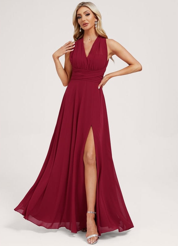 Robe de Soirée Bordeaux Fluide - gallery 5