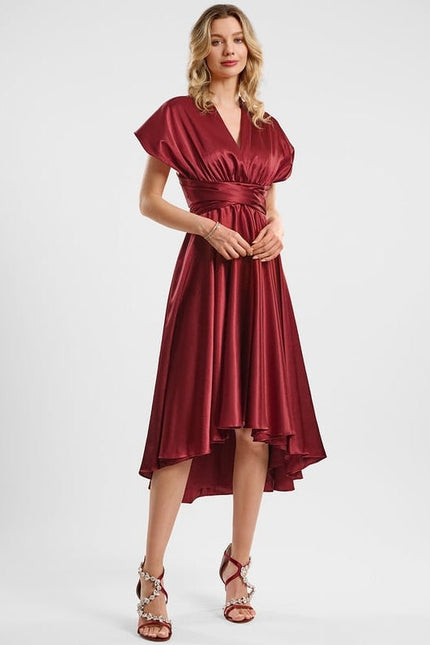 Robe de Soirée Rouge Satiné Moderne - gallery 3