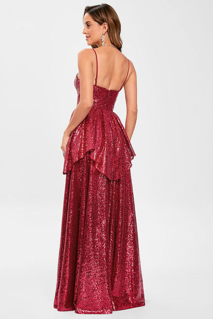 Robe de Soirée Rubis Pailletée - gallery 1