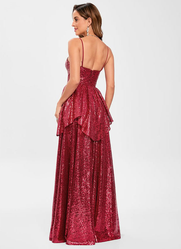Robe de Soirée Rubis Pailletée - gallery 1