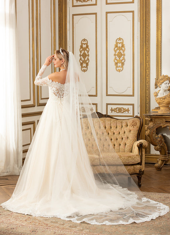 Robe de Soirée Longue Blanche Princesse Dentelle - gallery 8