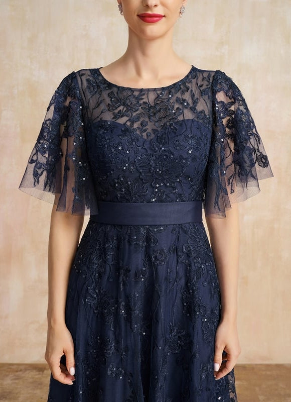 Robe de Soirée Élégance Marine Dentelle - gallery 6