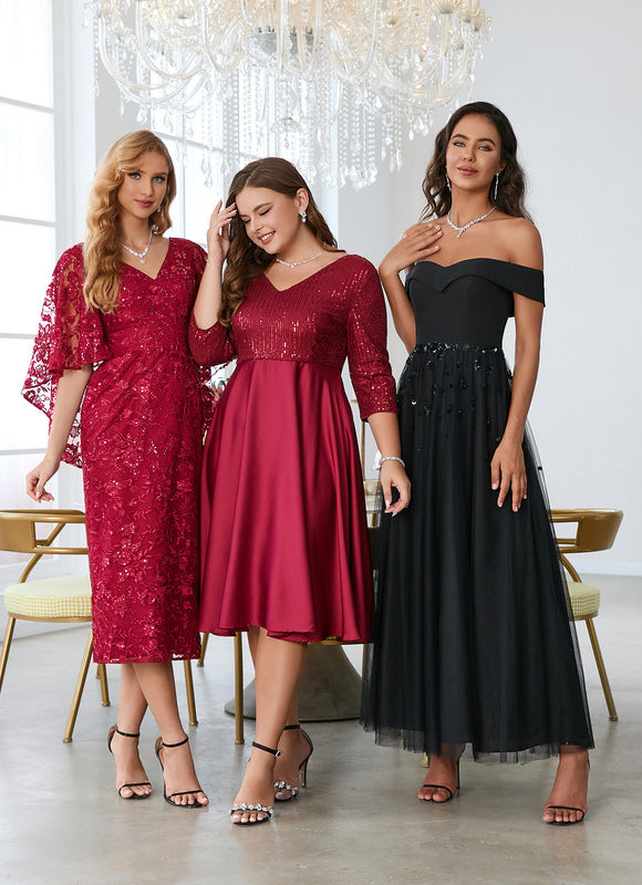 Robe de Soirée Bordeaux Éclatante - gallery 2