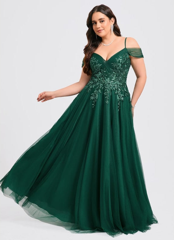 Robe de Soirée Tulle Émeraude - gallery 5
