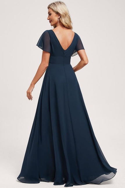 Robe de Soirée Mousseline Beige - gallery 4