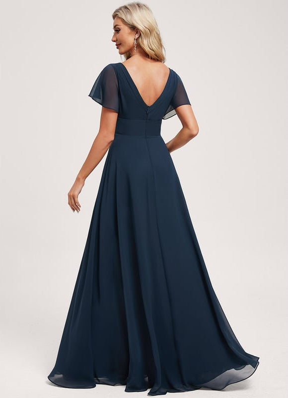 Robe de Soirée Mousseline Beige - gallery 4