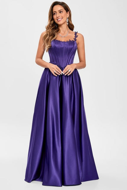 Robe de Soirée Violet Satiné - gallery 3
