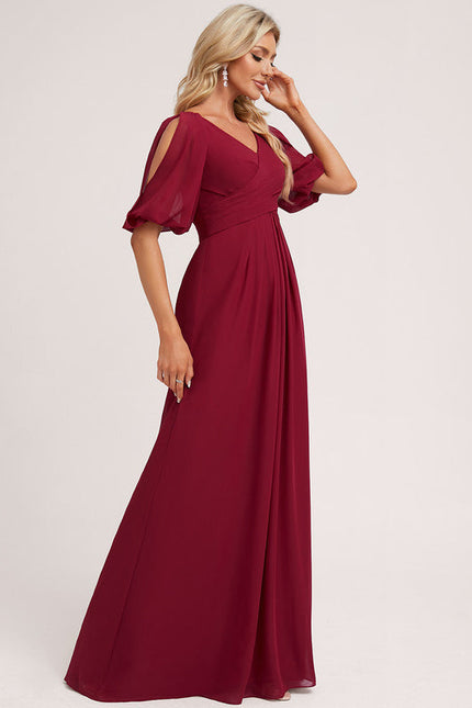Robe de Soirée Mousseline Beige - gallery 2