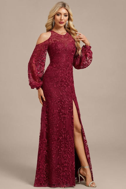 Robe de Soirée Évasée Bordeaux - gallery 5
