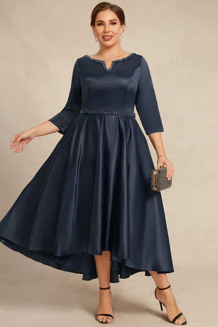 Robe de Soirée Nuit Marine Satinée - gallery 6