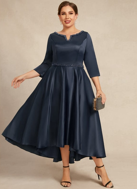 Robe de Soirée Nuit Marine Satinée - gallery 6