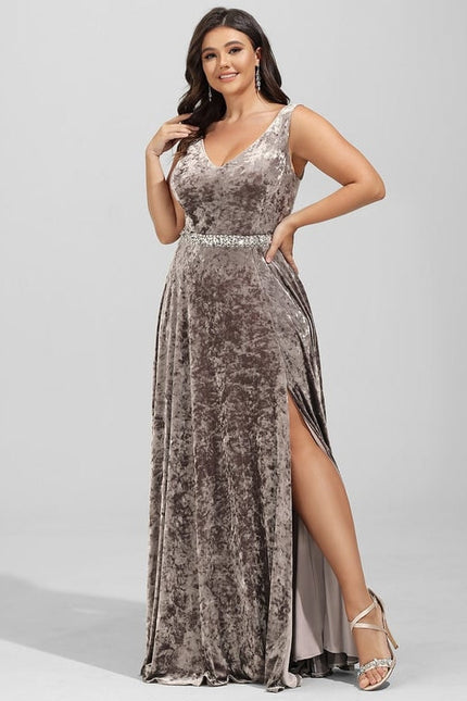 Robe de Soirée Velours Sable Chic - gallery 5