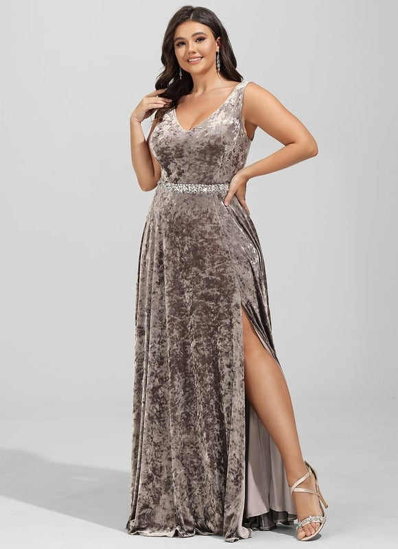 Robe de Soirée Velours Sable Chic - gallery 5