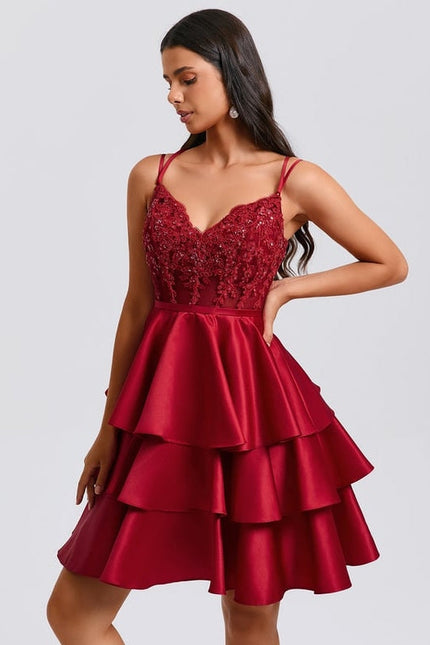 Robe de Soirée Volants Satinée - gallery 2