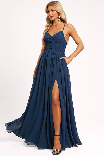 Robe de Soirée Mousseline Beige - gallery 6