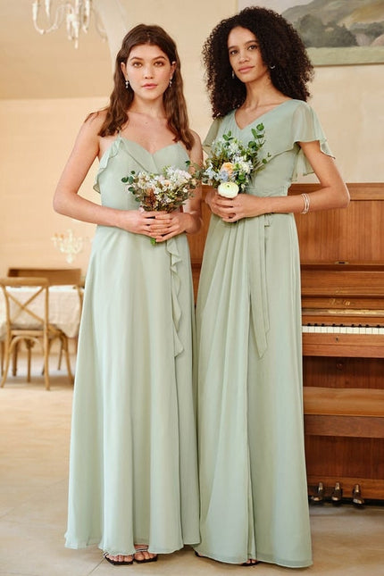 Robe de Soirée Mousseline Beige - gallery 5