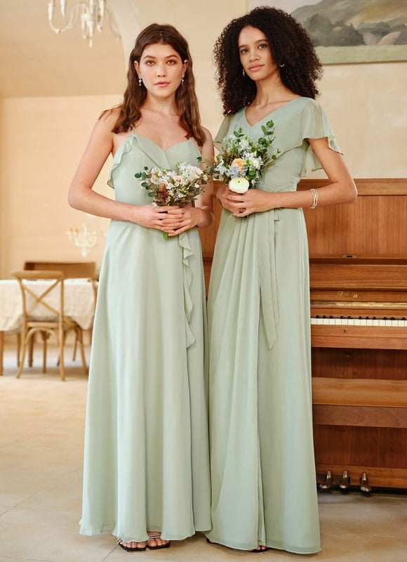 Robe de Soirée Mousseline Beige - gallery 5