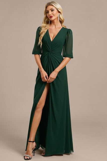 Robe de Soirée Fluide Émeraude - gallery 4