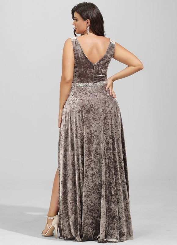 Robe de Soirée Velours Sable Chic - gallery 6