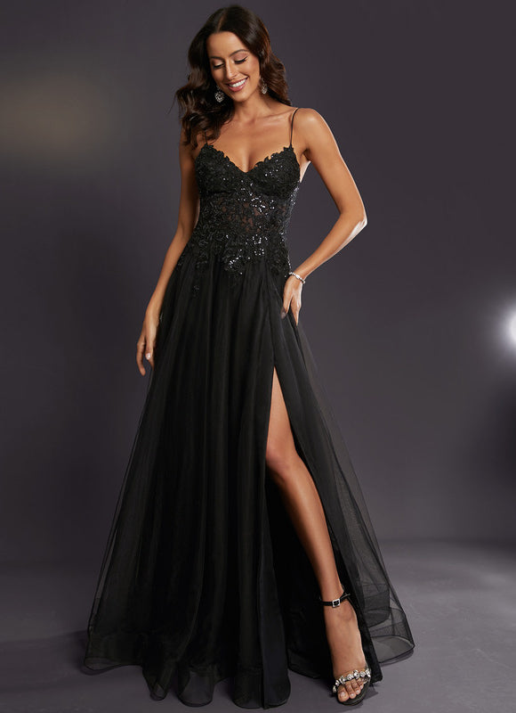 Robe de Soirée Céleste Fleurie