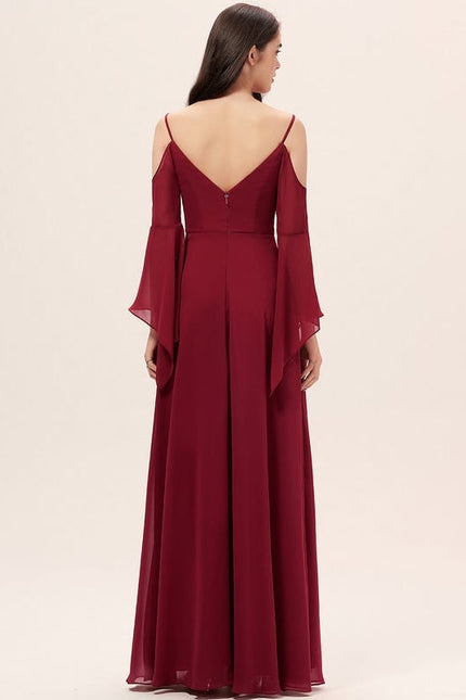 Robe de Soirée Mousseline Beige - gallery 1