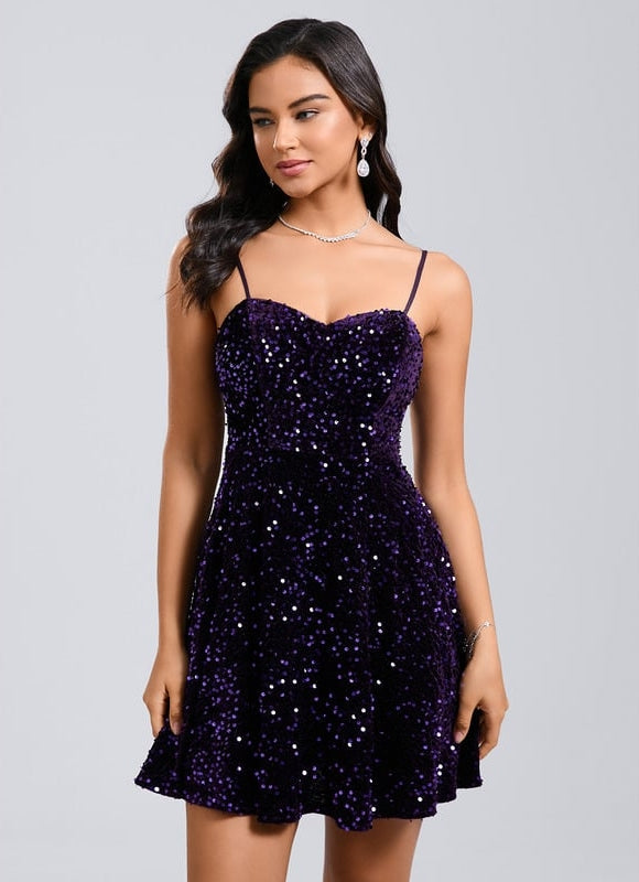 Robe De Soirée Paillette Courte - gallery 4