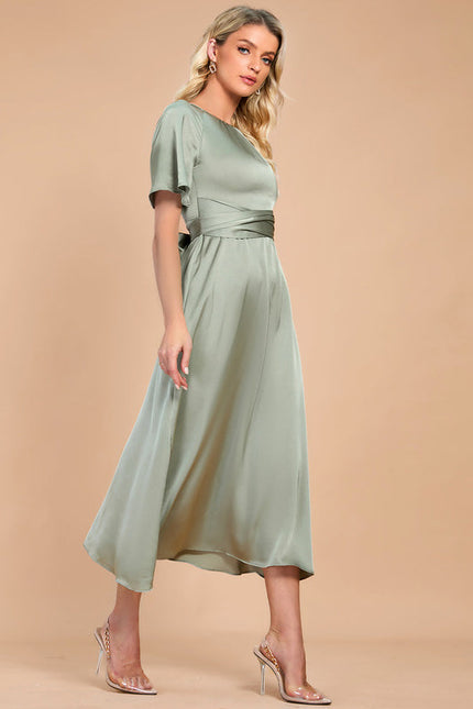 Robe de Soirée Satinée Sage - gallery 2