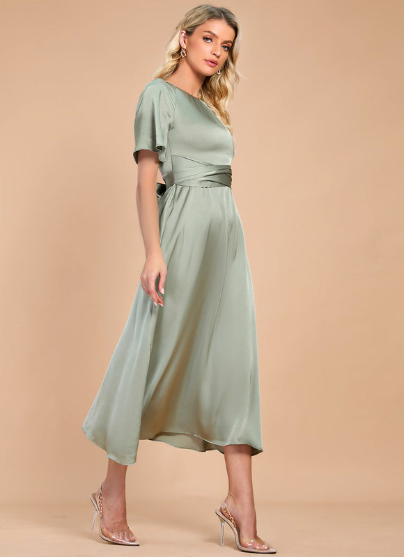 Robe de Soirée Satinée Sage - gallery 2