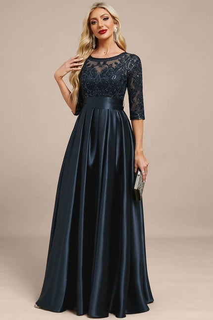 Robe de Soirée Satin Noir Élégant - gallery 4