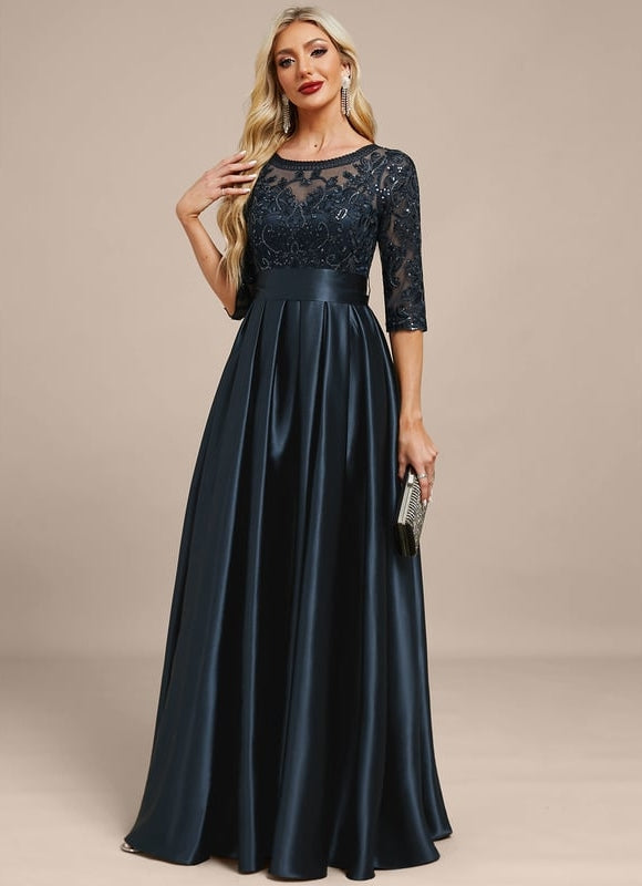 Robe de Soirée Satin Noir Élégant - gallery 4