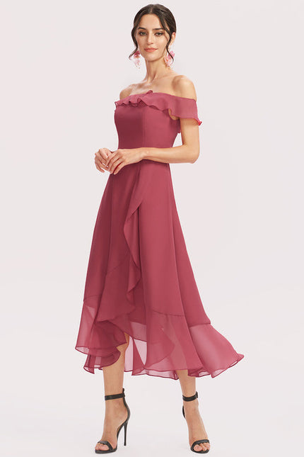 Robe de Soirée Mousseline Marine - gallery 1