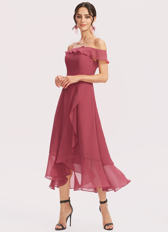 Robe de Soirée Mousseline Marine - gallery 1