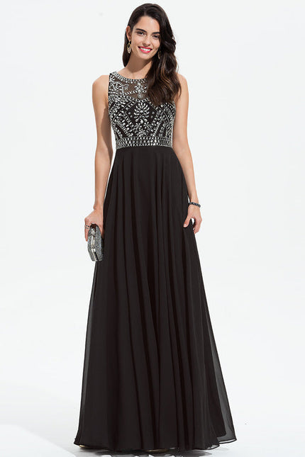 Robe de Soirée Noir Élégant Flottant - gallery 2