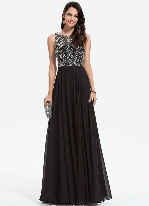 Robe de Soirée Noir Élégant Flottant - gallery 2