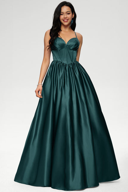 Robe de Soirée Émeraude Satinée - gallery 2