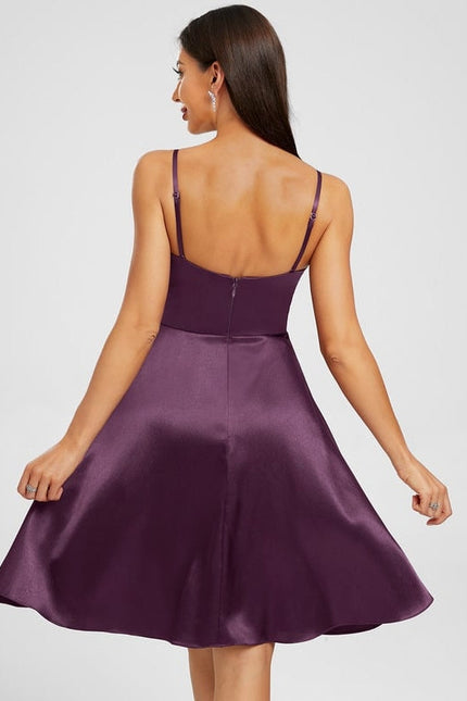 Robe de Soirée Satinée Prune - gallery 4