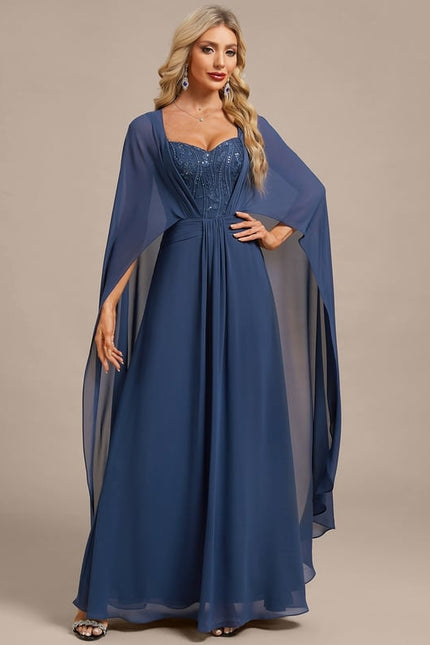 Robe de Soirée Fluide Bleue - gallery 5