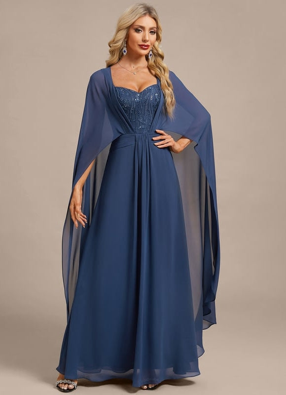 Robe de Soirée Fluide Bleue - gallery 5