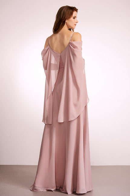 Robe de Soirée Mousseline Beige - gallery 4